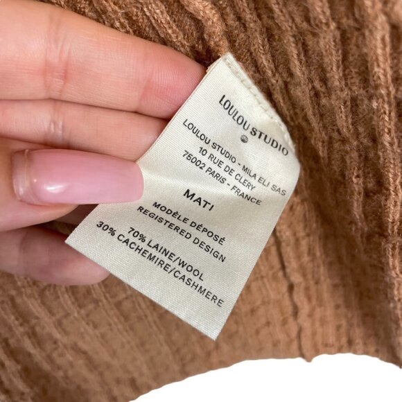 Loulou Studio Mati Wool Cashmere Cable-Knit Button Front Cardigan Beige Size S - Picture 5 of 10